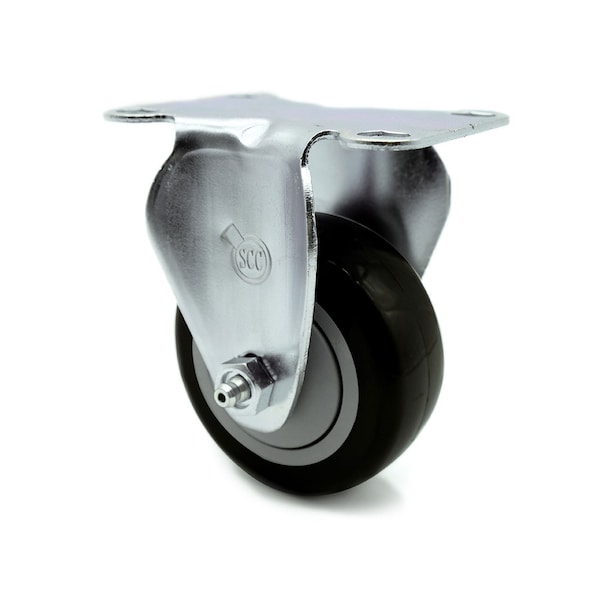 3.5 Inch Black Polyurethane Wheel Rigid Top Plate Caster